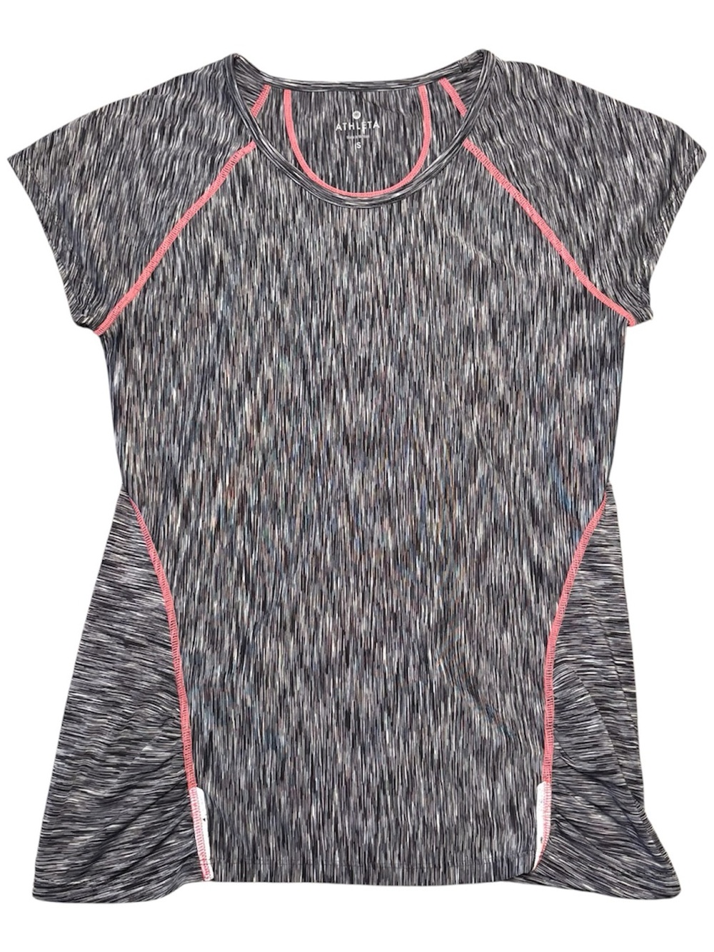 Athleta Fastest Track Tee Women's Small Gray w/ Pink Trim Activewear